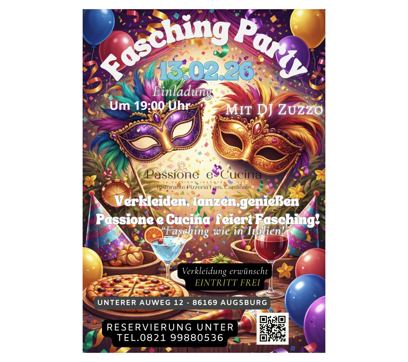 Faschingsparty italienisch, Clubrestaurant, TCG