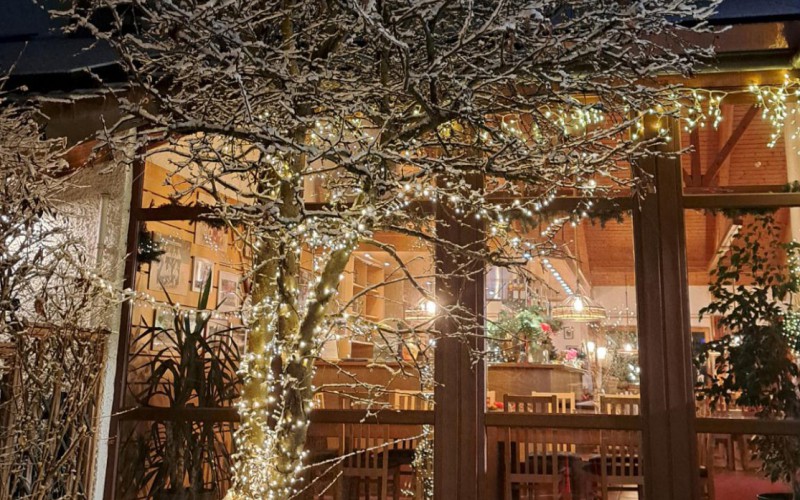 Haupteingang, TCG, Winter, Schnee, Beleuchtung