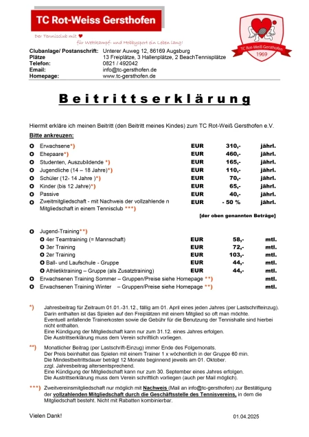 Beitrittserklärung
